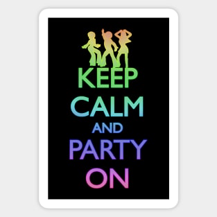 KEEP CALM AND PARTY ON, Rainbow Tinsel Sticker